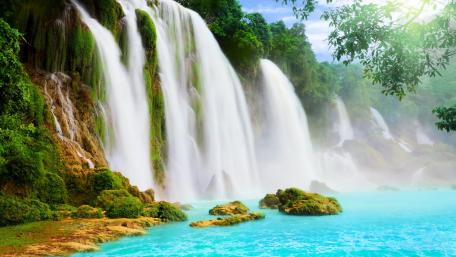 Majestic Waterfall Oasis wallpaper