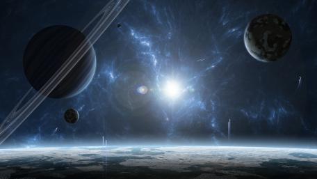 Fantasy planets in the space wallpaper