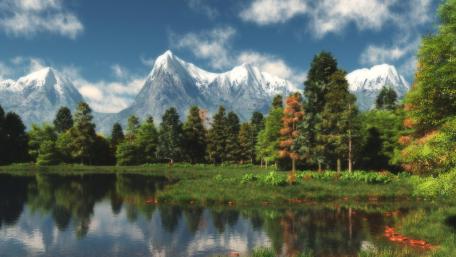 Serenity of Mountain Lake Reflection wallpaper