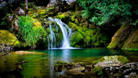 Mossy waterfall wallpaper