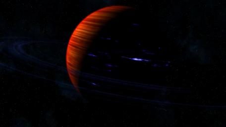 Red Ringed Planet in the Cosmos wallpaper