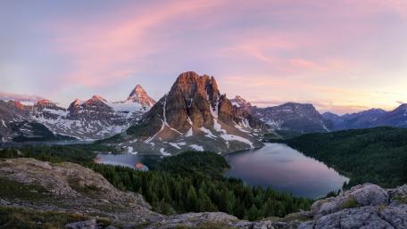 Lake Magog And Mount Assiniboine (Mount Assiniboine Provincial Park, British Columbia, Canada) wallpaper