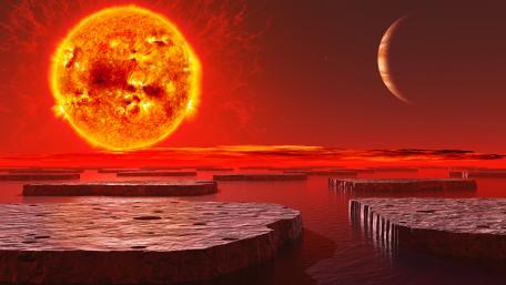 Burning sun - Fantasy space art wallpaper