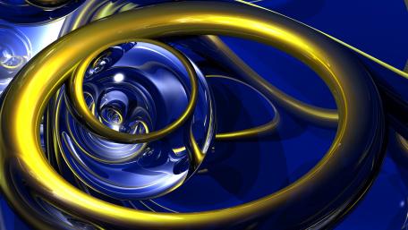 Blue and gold 3D fractal wallpaper