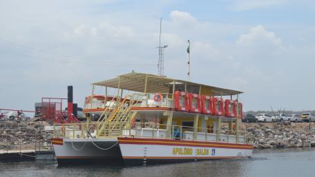 Vibrant Ferry on the Water wallpaper