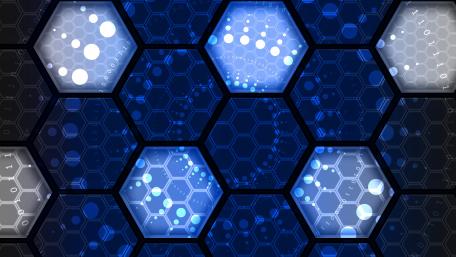 Blue Binary Honeycomb Abstract Design wallpaper