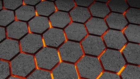 Patterned 3D hexagons wallpaper