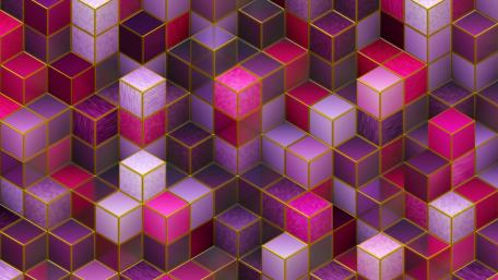 Purple Geometric Cube Symphony 3D Design wallpaper
