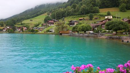 Serene Village by the Turquoise Coastline wallpaper