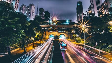 Night time traffic - Long exposure photography wallpaper