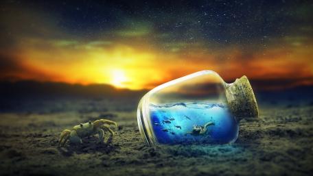 Tiny little ocean in a bottle wallpaper