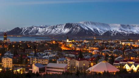 Reykjavik cityscape and the Mount Esja wallpaper