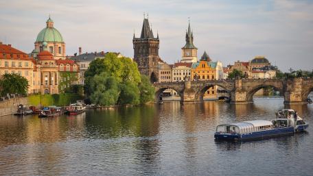 Vltava River and Charles Bridge wallpaper