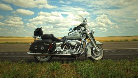 Harley along the road wallpaper