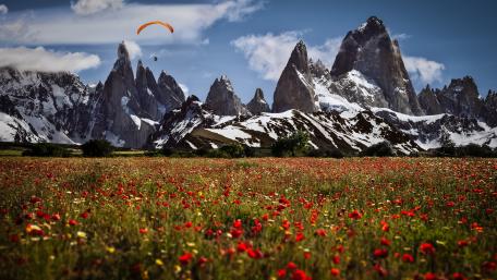 Paragliding above Cerro Chalten (Monte Fitz Roy) wallpaper