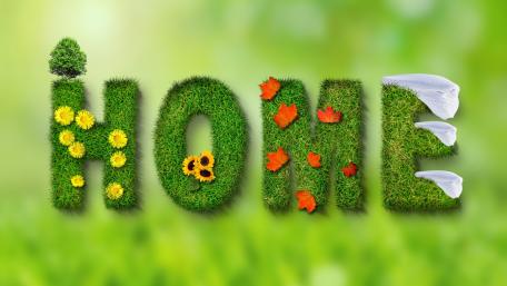HOME text from grass wallpaper