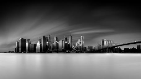 New York City and Brooklyn Bridge monochrome cityscape wallpaper