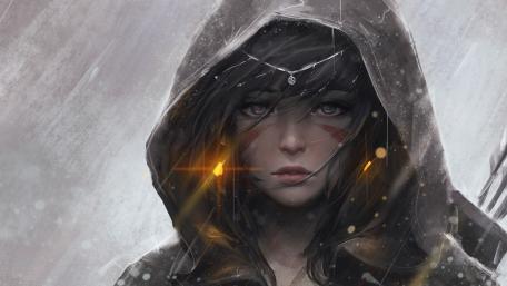 Girl in hoodie wallpaper