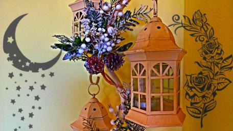 Enchanting Lanterns Against a Vibrant Background wallpaper