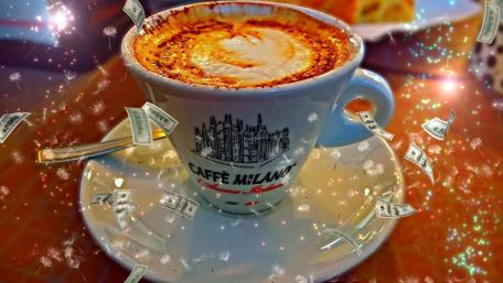 Money and cappuccino wallpaper