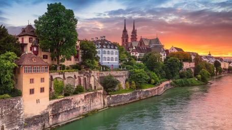 Rhine in Basle wallpaper