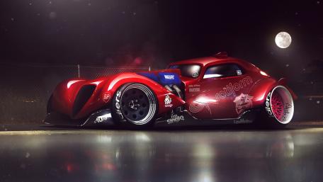 Sleek Red Racer Under Moonlight wallpaper