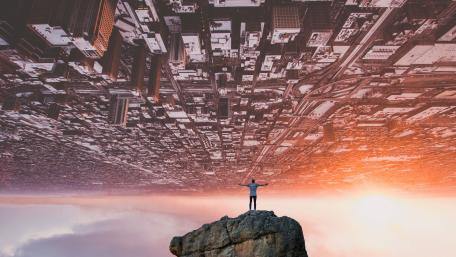 Cityscape upside down wallpaper