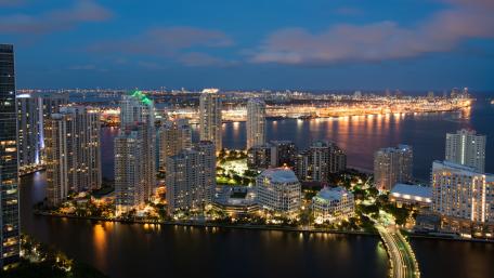 Miami skyline at dusk wallpaper