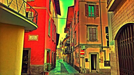 Vibrant City Street Walls in the Sunlight wallpaper