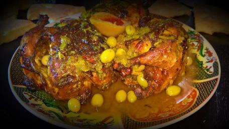 Savory Roasted Chicken with Flavorful Garnishes wallpaper