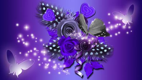 Vivid Purple Dreamscape: Butterflies and Blooms wallpaper