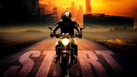 Biker on the start wallpaper