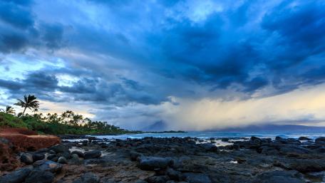 Cloudy tropical coastline wallpaper