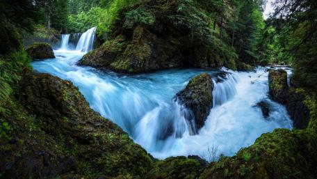 River bend waterfall wallpaper