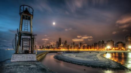 Lake Michigan and Chicago wallpaper