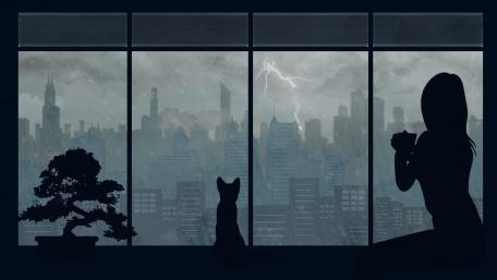 Anime girl silhouette wallpaper