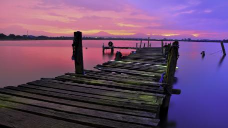 Colorful pier landscape wallpaper