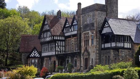 Half timbered house wallpaper