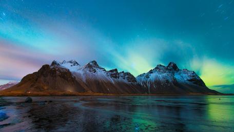 Vestrahorn, Brunnhorn, Eystrahorn - Long exposure photography wallpaper
