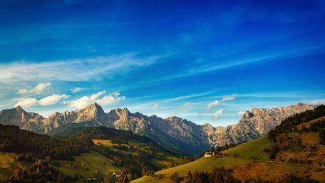 Blue sky over the mountains wallpaper