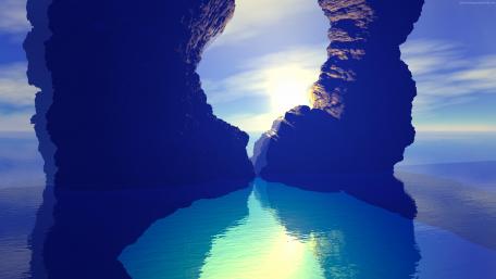 Blue Lagoon - Fantasy landscape wallpaper