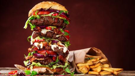 Hamburger with french fries wallpaper