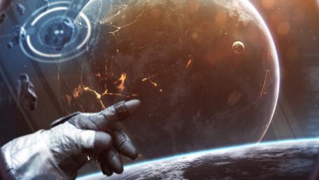 Astronaut in black hole wallpaper