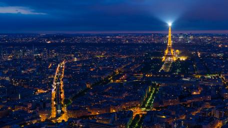 Parisian Nightscape with Eiffel Tower Illumination wallpaper