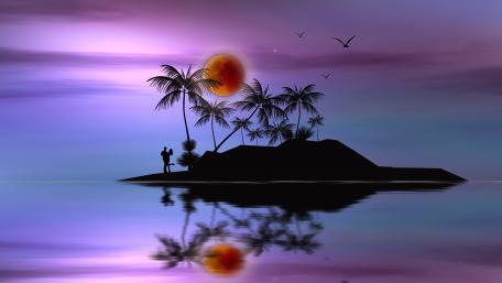 Alone with you on an uninhabited island wallpaper