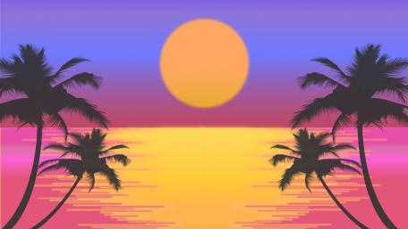 Palm tree silhouette in the sunset wallpaper