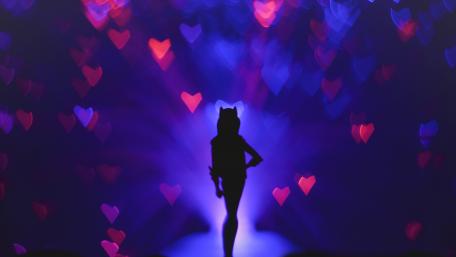 Mystical Silhouette in a Heartfelt Dreamscape wallpaper
