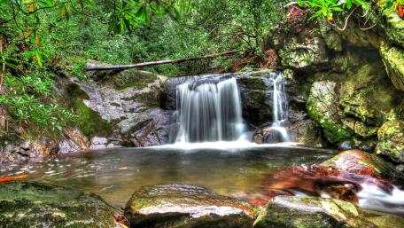 Beautiful waterfall in the green nature wallpaper