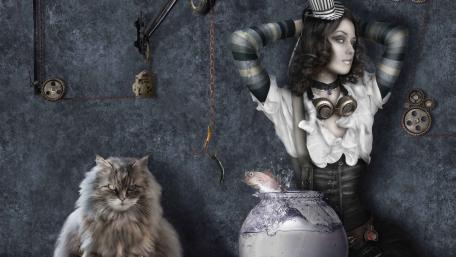 Steampunk girl wallpaper