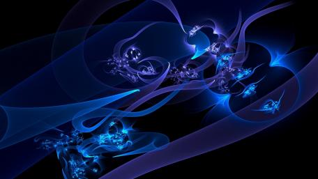 Electric Blue Fractal Dance in Darkness wallpaper